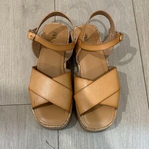Zara Brown Cross-Strap Sandals